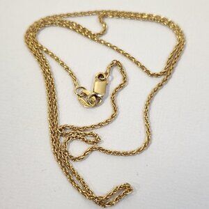 3.48g Italy 14K Gold Wheat (Spiga) Rope Chain Necklace 18" 1.2mm VTG